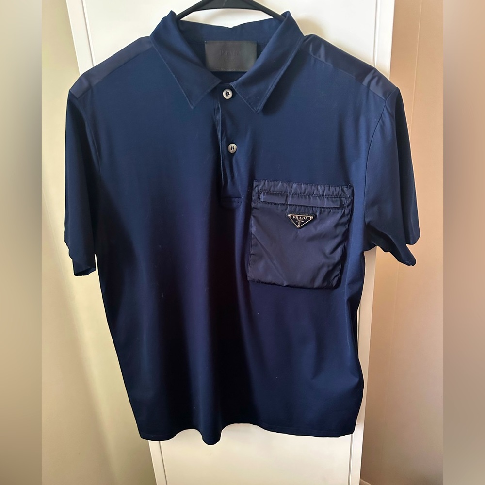 Prada Logo Plaque Short Sleeved Polo Shirt Men’s